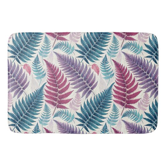 Vintage-style botanical fern leaves badmat (Voorkant)
