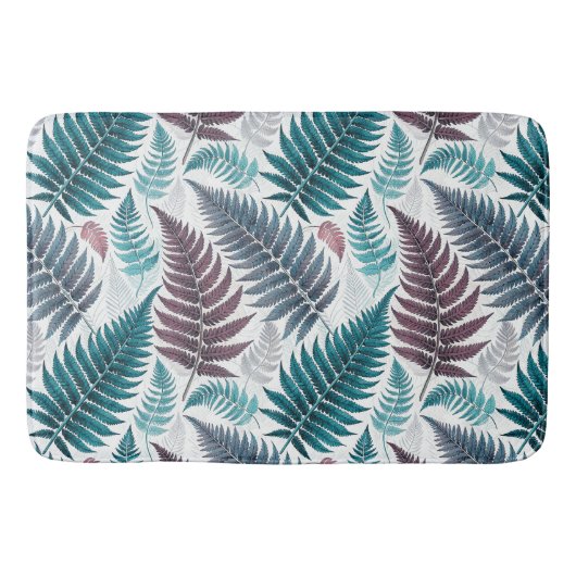 Vintage-style botanical fern leaves badmat (Voorkant)