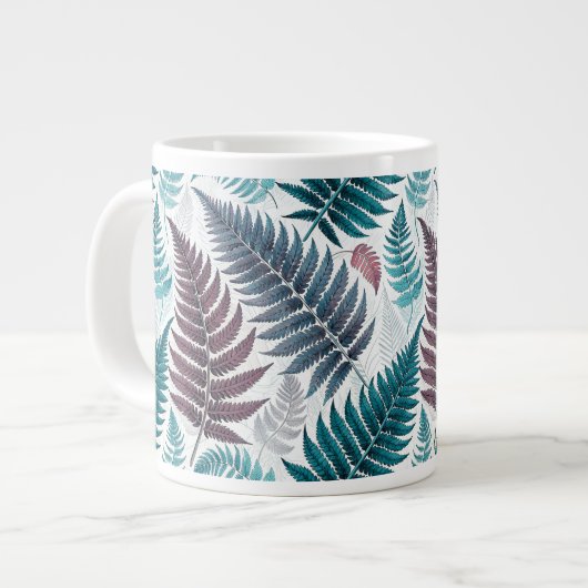 Vintage-style botanical fern leaves grote koffiekop (Links)