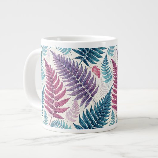 Vintage-style botanical fern leaves grote koffiekop (Links)