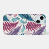 Vintage-style botanical fern leaves iPhone 15 case (Achterkant horizontaal)