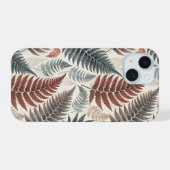 Vintage-style botanical fern leaves iPhone 15 case (Achterkant horizontaal)