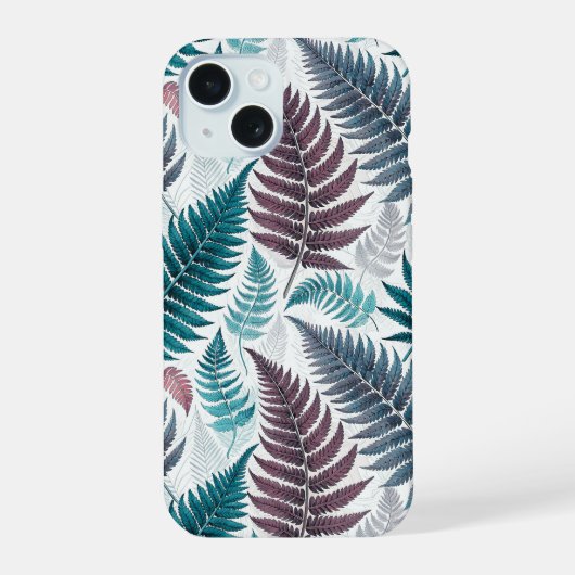 Vintage-style botanical fern leaves iPhone 15 case (Achterkant)