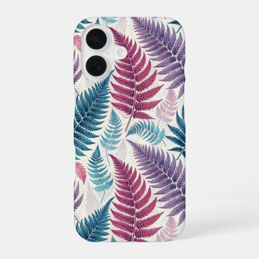 Vintage-style botanical fern leaves iPhone 16 hoesje (Achterkant)