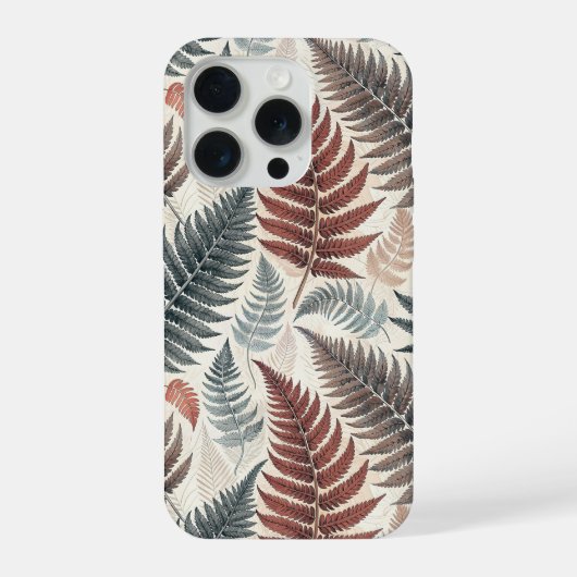 Vintage-style botanical fern leaves iPhone hoesje (Achterkant)