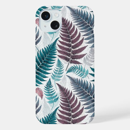 Vintage-style botanical fern leaves iPhone hoesje (Achterkant)