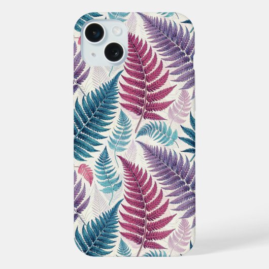 Vintage-style botanical fern leaves iPhone hoesje (Achterkant)