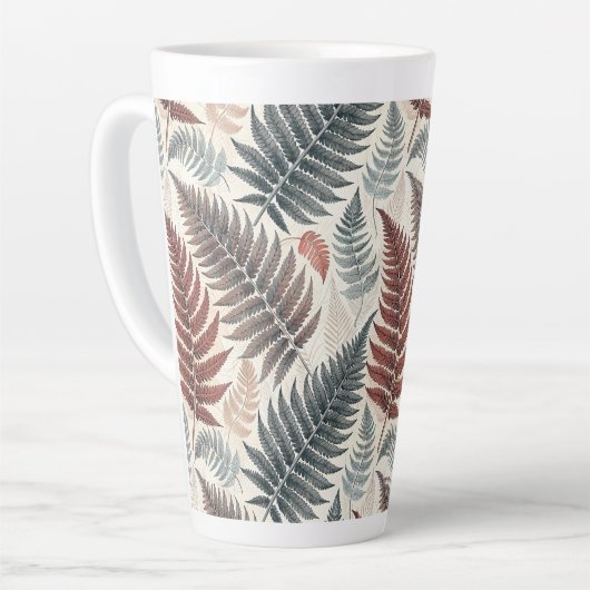 Vintage-style botanical fern leaves latte mok (Linkerhoek)