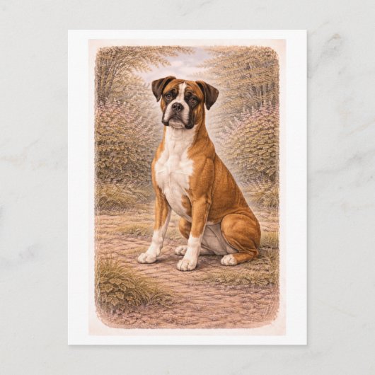 Vintage-Style Boxer Dog Briefkaart (Voorkant)
