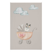 Vintage Style Bunny with Clouds Poster (Voorkant)