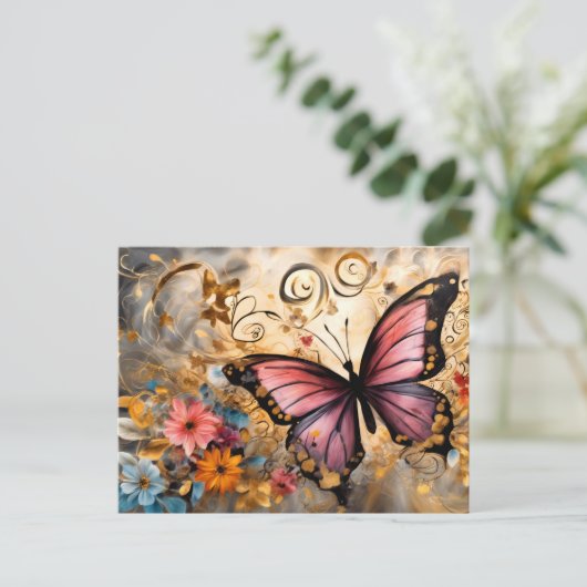 Vintage Style Butterfly # 1 Briefkaart (Staand voorkant)