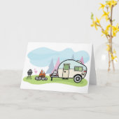 Vintage Style Camper Greeting Cards Kaart (Gele Bloem)