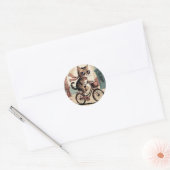 Vintage Style Cat Ronde Sticker (Envelop)
