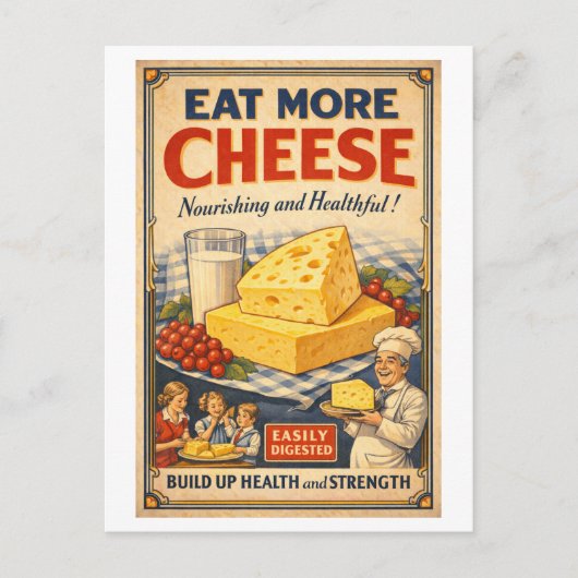 Vintage-Style Cheese Advertisement Briefkaart (Voorkant)
