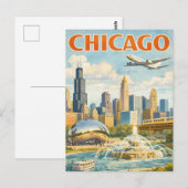 Vintage Style Chicago Travel Postcard Briefkaart (Voorkant / Achterkant)