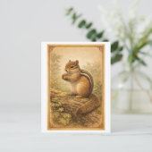 Vintage-Style Chipmunk Illustration Briefkaart (Staand voorkant)