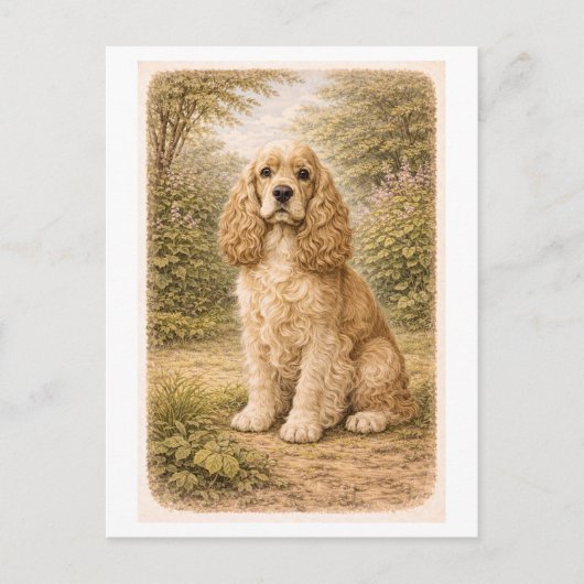 Vintage-Style Cocker Spaniel Briefkaart (Voorkant)