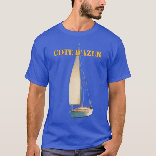 Vintage Style Cote D'Azur French Travel  T-Shirt (Voorkant)