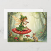 Vintage Style Fairy Tale Flautist Briefkaart (Voorkant / Achterkant)