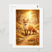 Vintage-Style Fox in Forest Illustration Briefkaart (Voorkant / Achterkant)