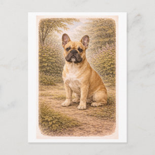 Vintage-Style Franse Bulldog Briefkaart