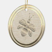 Vintage Style Gold Christmas Bee Ceramic Ornament (Links)