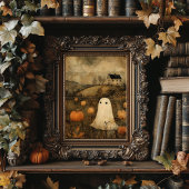 Vintage Style Halloween Ghost Farmhouse Vibe  Poster