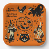 Vintage Style Halloween Graphics Personalized Papieren Bordje (Voorkant)
