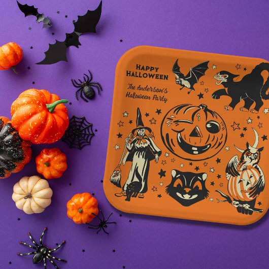 Vintage Style Halloween Graphics Personalized Papieren Bordje