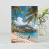 Vintage Style Hawaiian Blue Sea Palms Sky Travel Feestdagenkaart (Staand voorkant)