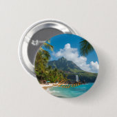 Vintage Style Hawaiian Blue Sea Palms Sky Travel Ronde Button 5,7 Cm (Voorkant /achterkant)