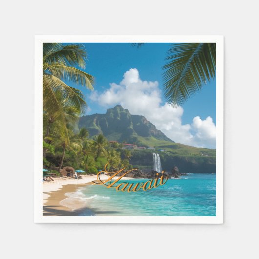 Vintage Style Hawaiian Blue Sea Palms Sky Travel Servet (Voorkant)