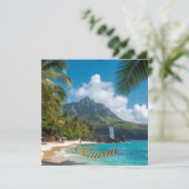 Vintage Style Hawaiian Travel Blue Sea Card (Staand voorkant)