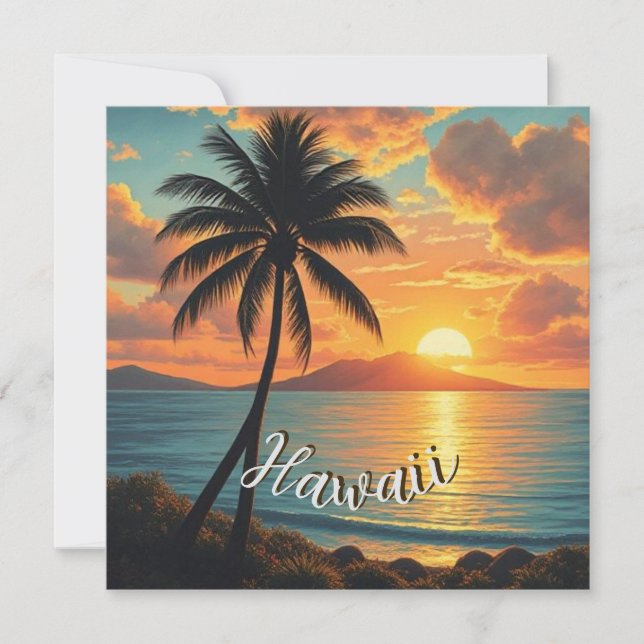 Vintage Style Hawaiian Travel Coast Sea Sunset (Voorkant)