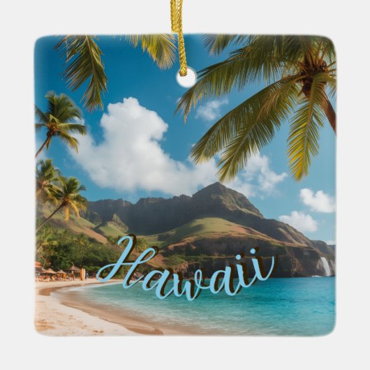 Vintage Style Hawaiian Travel Coast Sea Sunset Keramisch Ornament (Voorkant)