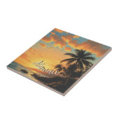 Vintage Style Hawaiian Travel Coast Sea Sunset Tegeltje (Zijkant)