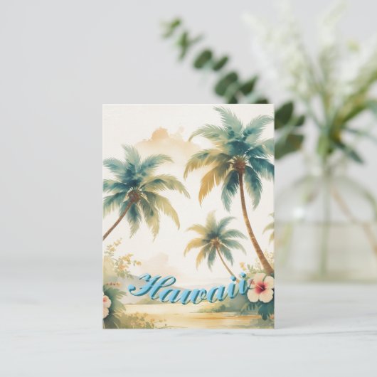 Vintage Style Hawaiian Travel Honolulu Briefkaart (Staand voorkant)