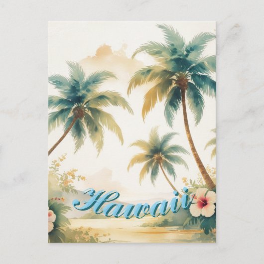 Vintage Style Hawaiian Travel Honolulu Briefkaart (Voorkant)