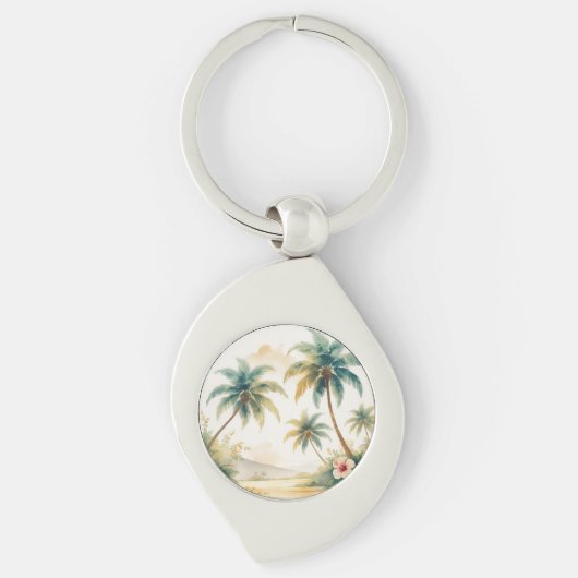 Vintage Style Hawaiian Travel Honolulu Sleutelhanger (Voorkant)