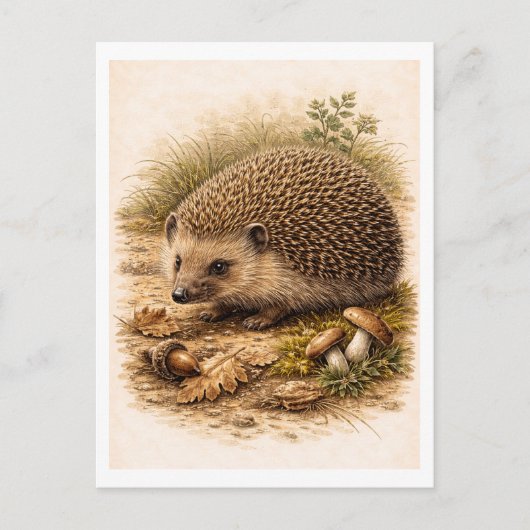 Vintage-Style Hedgehog Illustration Briefkaart (Voorkant)