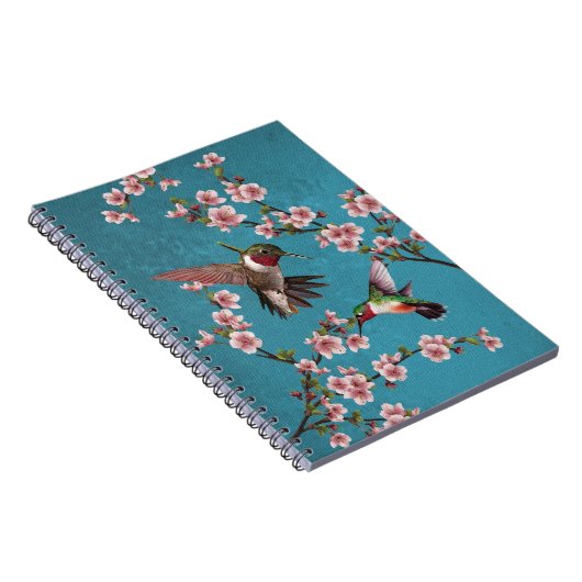 Vintage Style Hummingbirds & Cherry Blossoms Notitieboek (Rechterzijde)