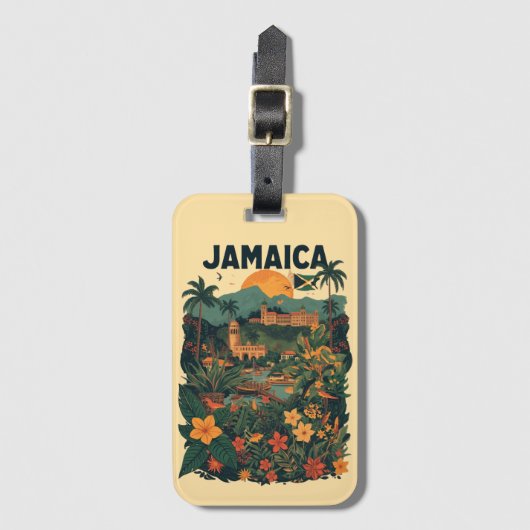Vintage Style Jamaica Travel Illustration Bagagelabel (Voorkant (verticaal))