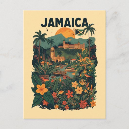 Vintage Style Jamaica Travel Illustration Briefkaart (Voorkant)