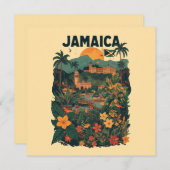Vintage Style Jamaica Travel Illustration Card (Voorkant / Achterkant)