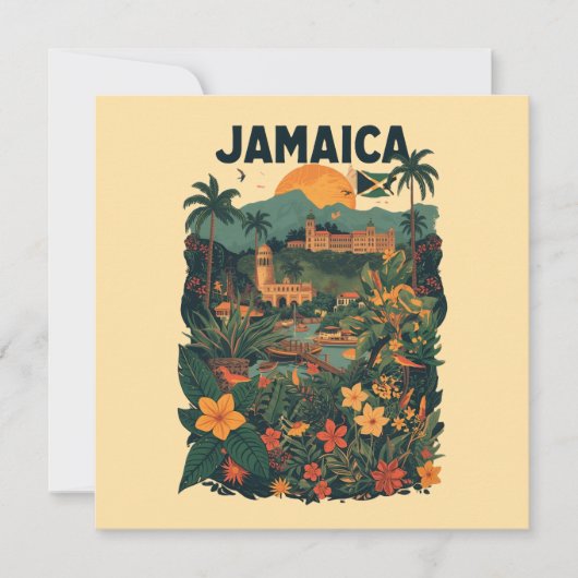 Vintage Style Jamaica Travel Illustration Card (Voorkant)