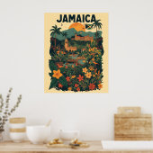 Vintage Style Jamaica Travel Illustration Poster (Keuken)