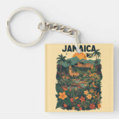 Vintage Style Jamaica Travel Illustration Sleutelhanger (voorkant)