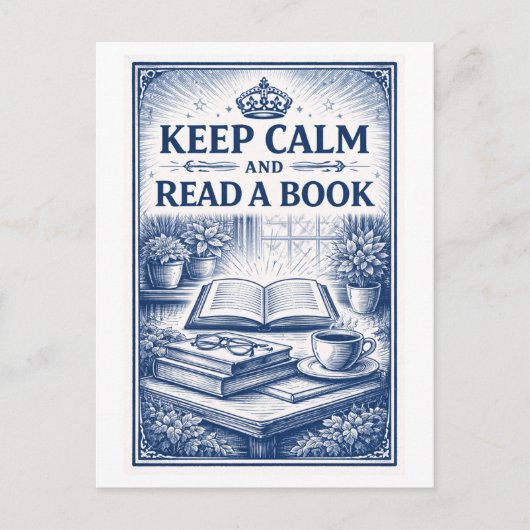 Vintage-Style "Keep Calm" Reading Briefkaart (Voorkant)