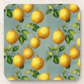 Vintage Style Lemons Pattern Wallpaper Art Bier Onderzetter (Voorkant)