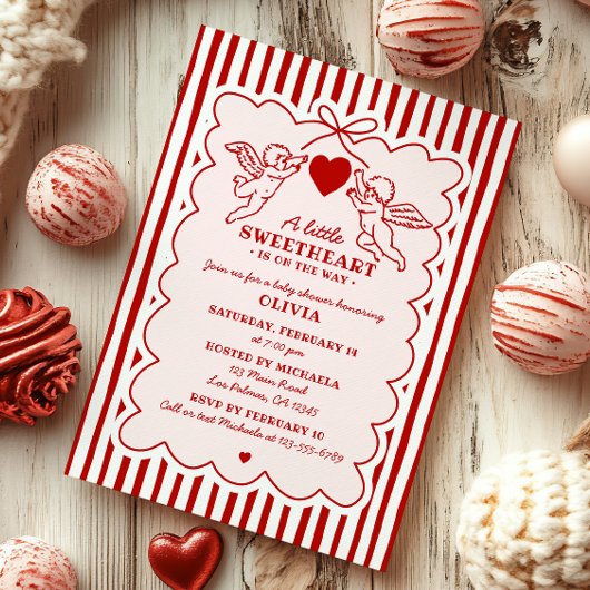 Vintage Style Little Sweetheart Doodle Baby Shower Kaart